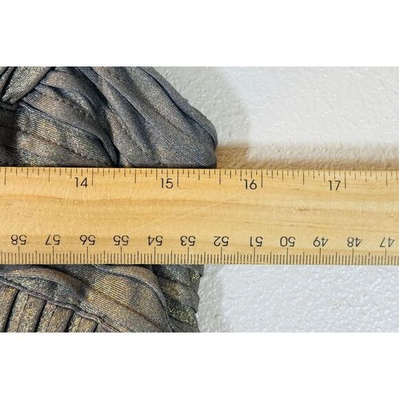 Tadashi Shoji Pintuck Pleated Gold/Green Metallic Jersey Women's Evening Dress S - Picture 8 of 10